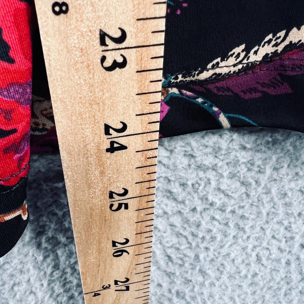 Elie Tahari Shirt Womens Medium Black Floral Long‎ Sleeve Stretch Blouse Top - Picture 9 of 10